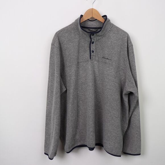 Eddie Bauer Grey Fleece 1/4 snap-down pullover 2XL - Picture 1 of 8
